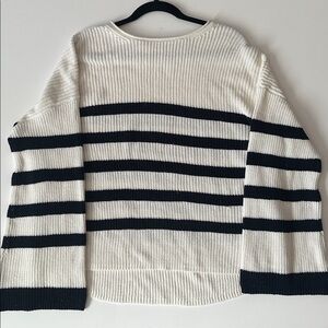 Frame Denim Cream Striped Knit Sweater